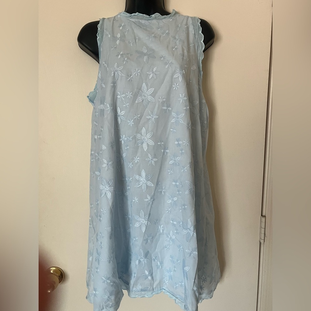 Floral Embroidered Blue Dress